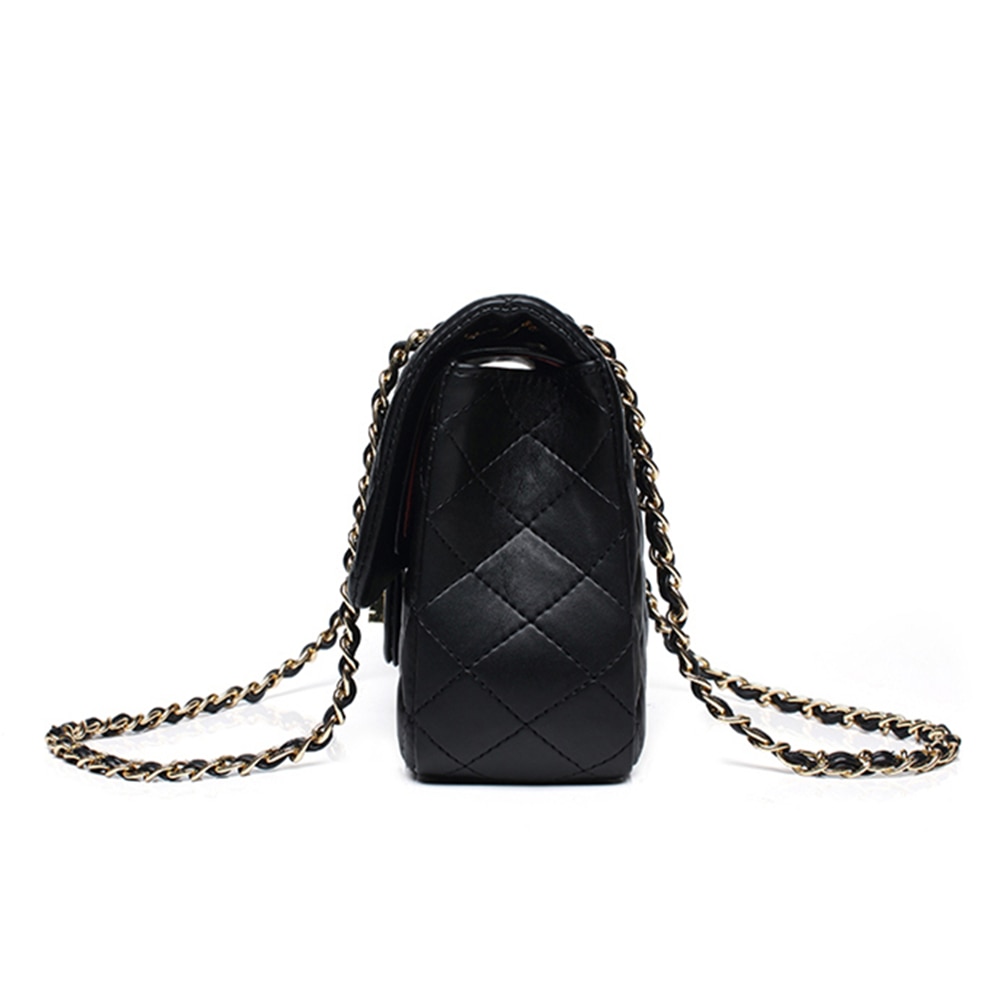 Black Designer Strap Quilted Crossbody Faux Leather Bag – Market Boutique  On Main